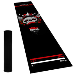 Skull Rose Throw Line Dart Mat - roll-up storage view