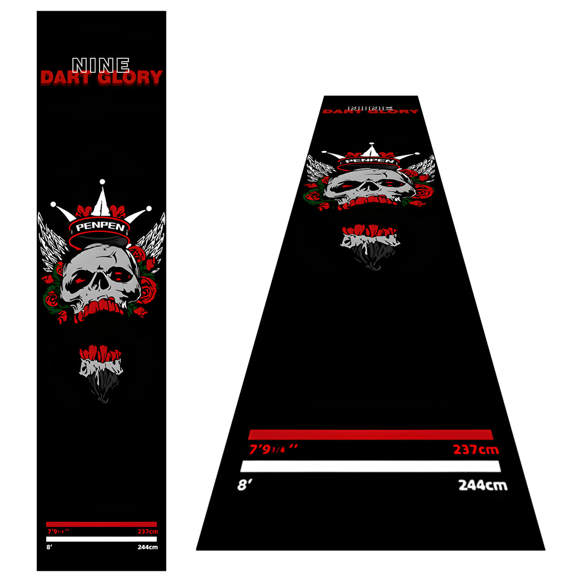 Skull Rose Throw Line Dart Mat - main product image