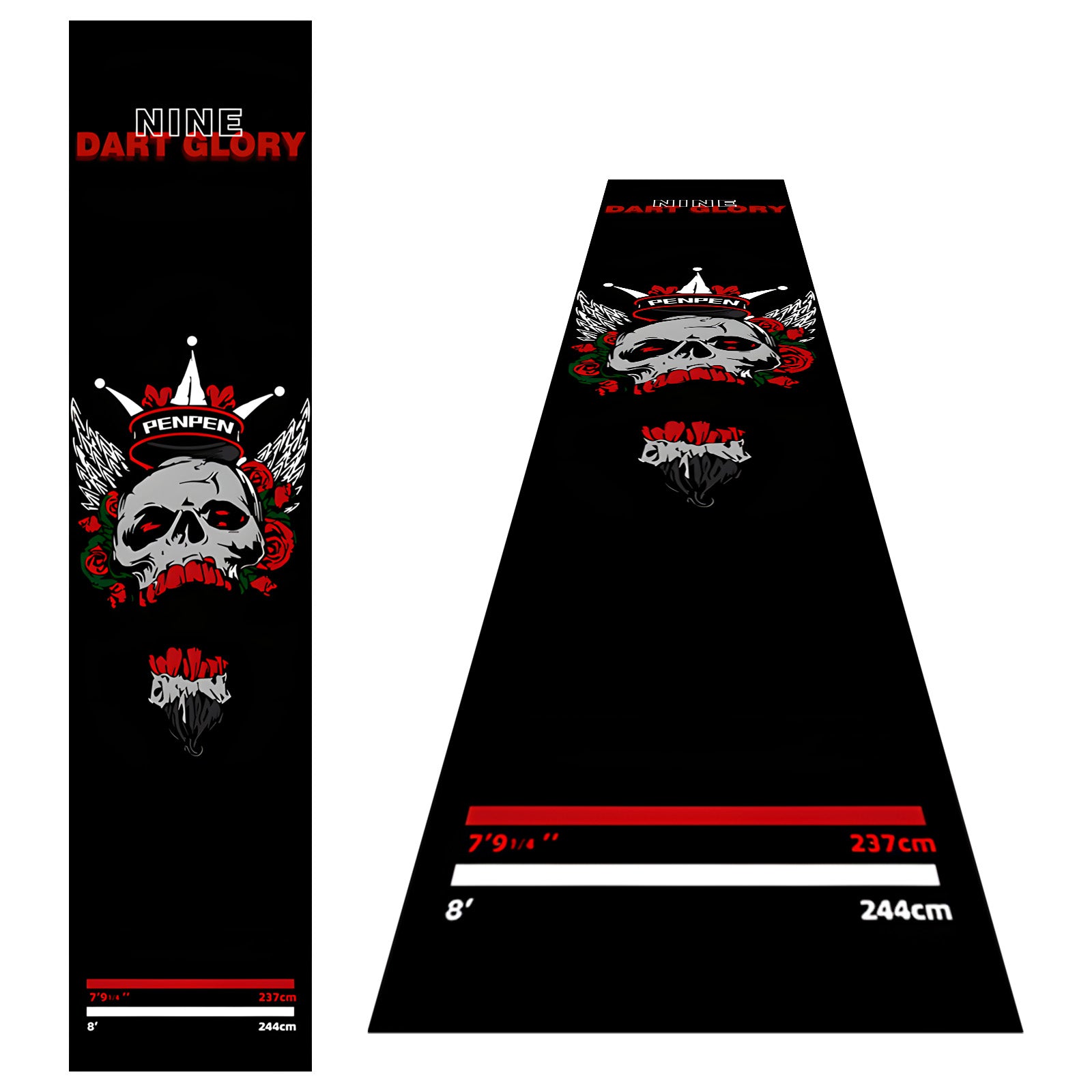Skull Rose Throw Line Dart Mat - main product image