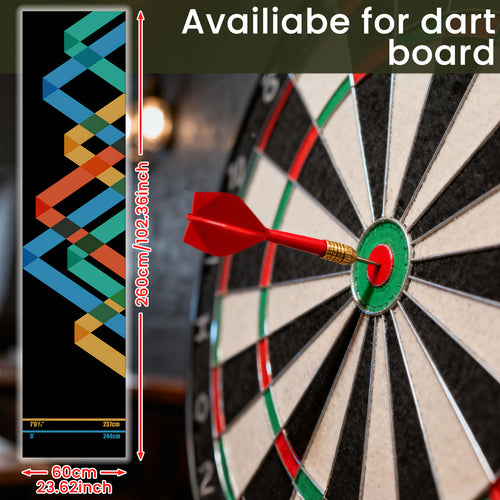 Colorful Geometric Throw Line Dart Mat - dartboard size guide image