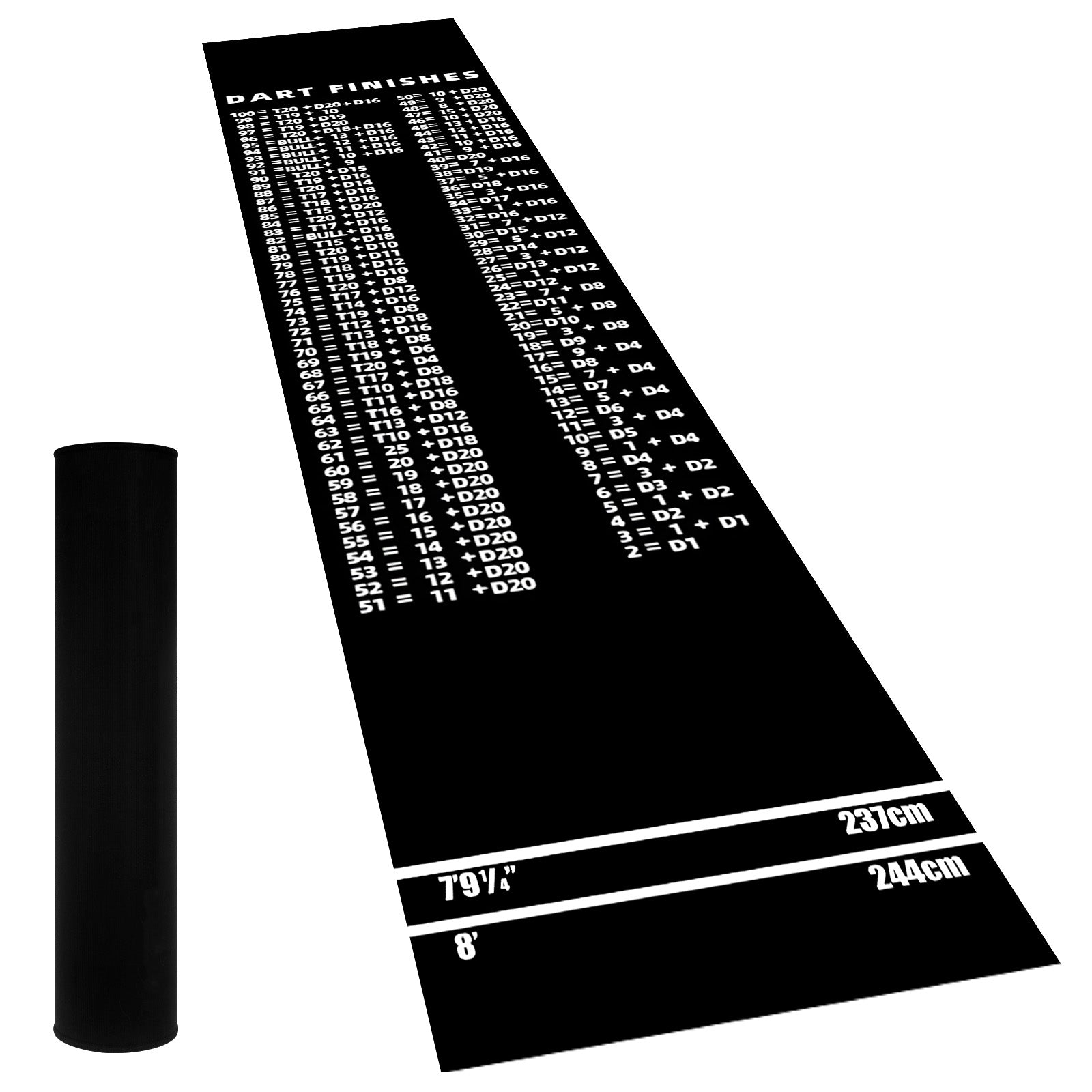Dart Finishes Checkout Throw Line Dart Mat - roll-up storage view